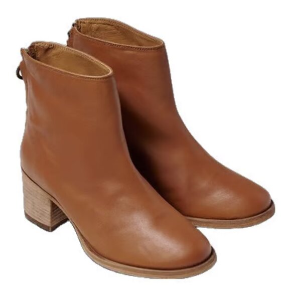 NEW BEEK Made In Mexico Leather Pheasant Booties in Cognac for women 825 13m8 - Picture 2 of 8